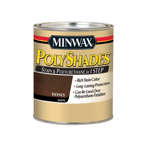 PolyShades Stain and Polyurethane, Satin, Honey, Liquid, 0.5 pt