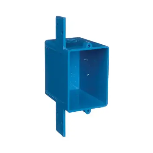 Outlet Box, 1 -Gang, 3 -Knockout, 1/2 in Knockout, PVC, Blue, Bracket Mounting