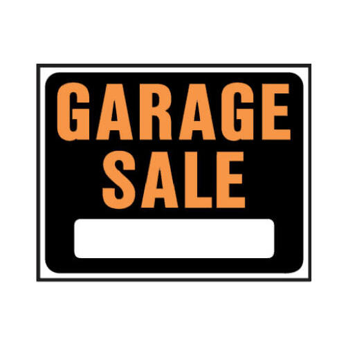 Sign English Black Garage Sale 15" H X 19" W - pack of 6