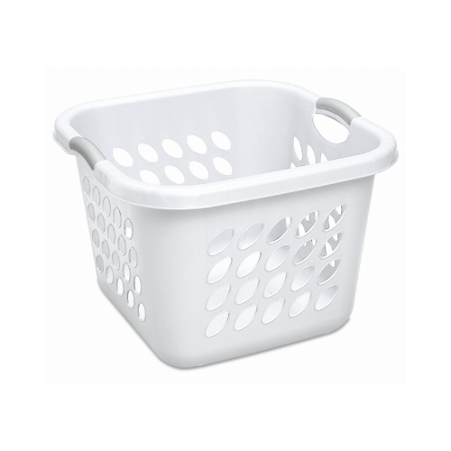 Laundry Basket, 1.5 bu Capacity, Plastic, White, 1-Compartment