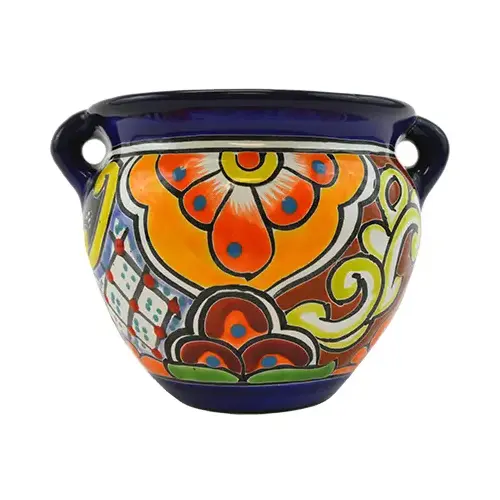 Planter Tal 6" H X 7.25" W X 5.25" D Ceramic Michoacana Multicolored Multicolored Multi-colored