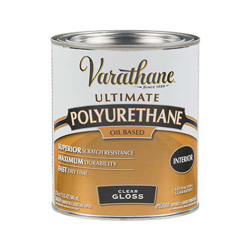 Polyurethane Wood Finish Paint, Gloss, Liquid, Clear, 1 qt, Can