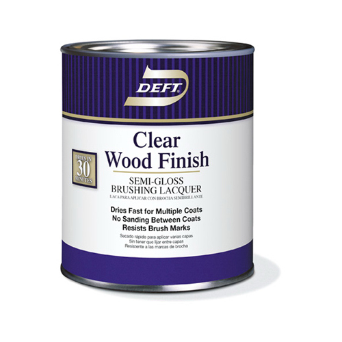 Deft DFT011/04 Brushing Lacquer, SemiGloss, Liquid, Clear, 1 qt, Can