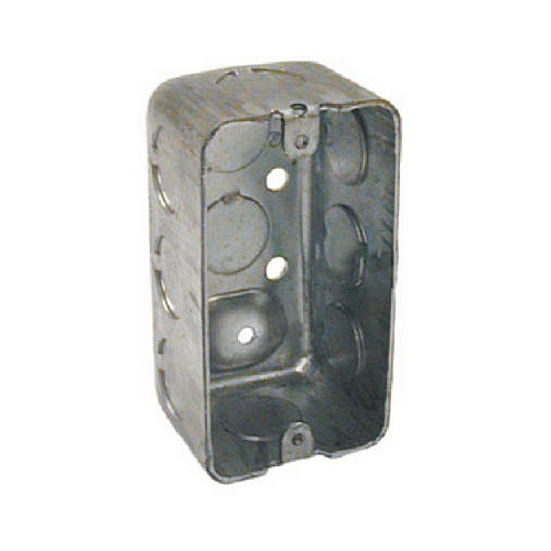 Handy Box, 1 -Gang, 10 -Knockout, 1/2 in Knockout, Steel, Gray, Surface Mounting