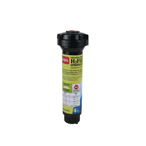 H2FLO Precision Spray Sprinkler with Nozzle, 1/2 in Connection, 8 to 15 ft, Spray Nozzle, Plastic Black