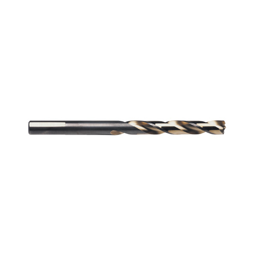 Jobber Drill Bit, 19/64 in Dia, 4-3/8 in OAL, Spiral Flute, 19/64 in Dia Shank, 3-Flat Shank Black/Gold Oxide