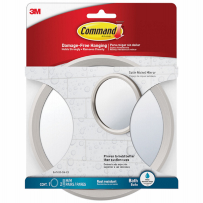 Command BATH35-SN-ES Bath Mirror Command Small Plastic 6.82" L Satin Nickel