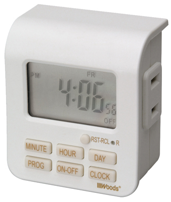 Coleman Cable 50008WD 7 Day Digital Timer Indoor 125 V White White