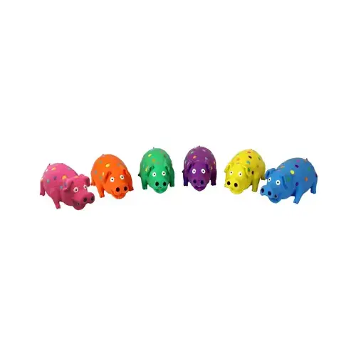 Dog Toy Globlets Assorted Polka Dot Pig Latex Mini Assorted