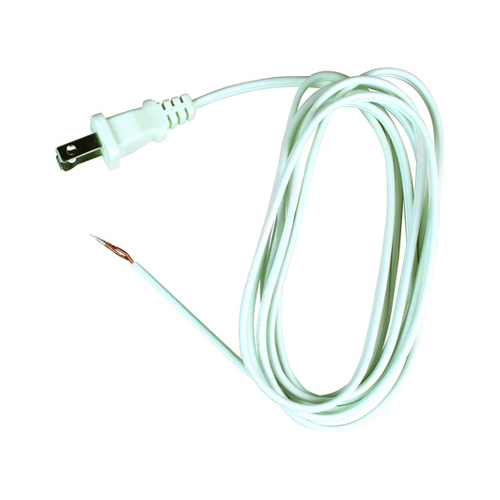 Lamp Cord with Polarized Plug White