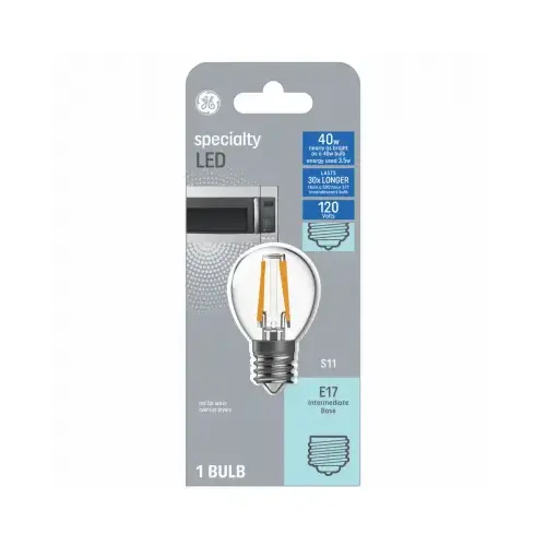 LED Bulb S11 E17 (Intermediate) Soft White 40 Watt Equivalence Clear