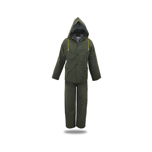 Rain Suit Green PVC-Coated Polyester L Green