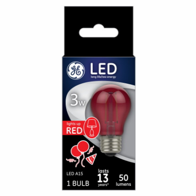 GE 93116635 LED Bulb A15 E26 (Medium) Red 40 Watt Equivalence Clear