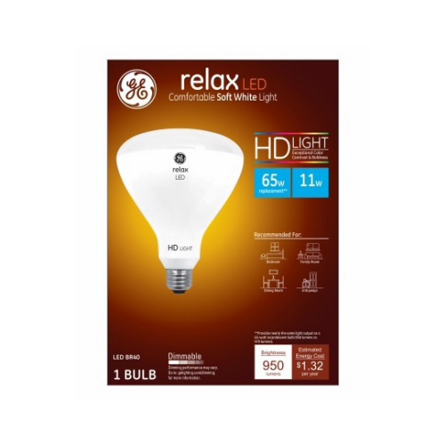 GE 43058 LED Bulb Relax BR40 E26 (Medium) Soft White 65 W Frosted