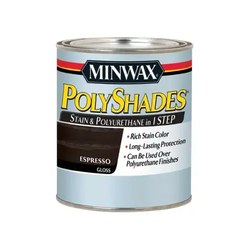 PolyShades Stain and Polyurethane, Gloss, Liquid, Espresso, 0.5 pt - pack of 4