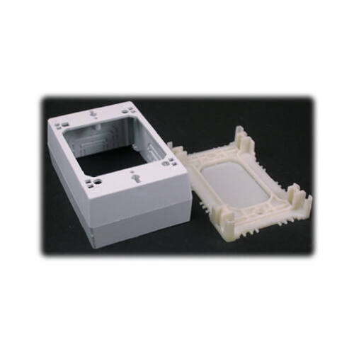 CordMate II Datacom Box, 1 -Gang, Plastic, White, Wall Mounting