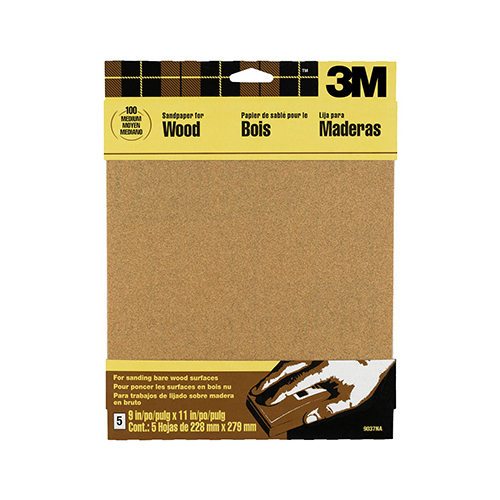 Sandpaper Sheet, 11 in L, 9 in W, Garnet Abrasive - pack of 5