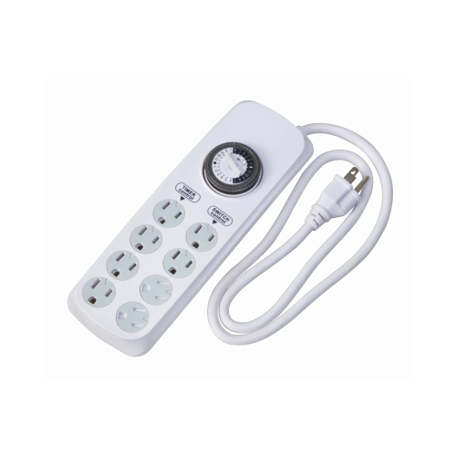 CCI 22575WD Power Outlet Strip, 4 ft L Cable, 8 -Socket, 15 A, 125 V, White