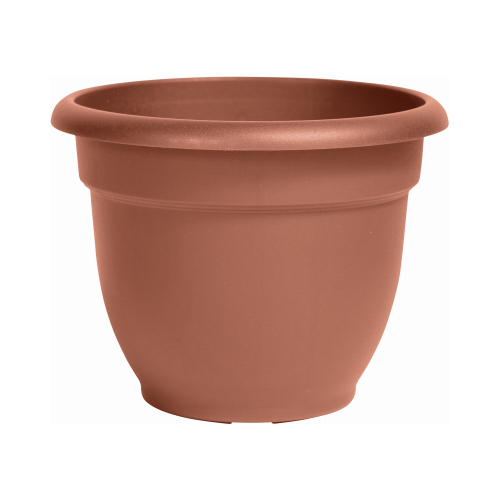 Self-Watering Planter, 12 in Dia, 13 in W, Round, Plastic, Terra Cotta