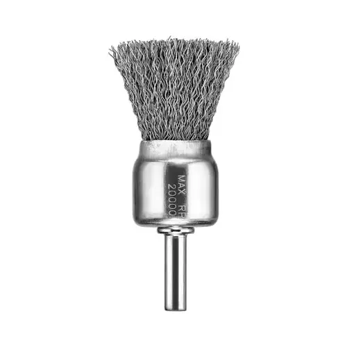 End Brush, 1 in Dia, 0.014 in Dia Bristle, Carbon Steel Bristle