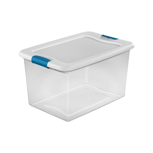 Latching Box, Plastic, Clear/White, 23-3/4 in L, 16 in W, 13-1/2 in H - pack of 6