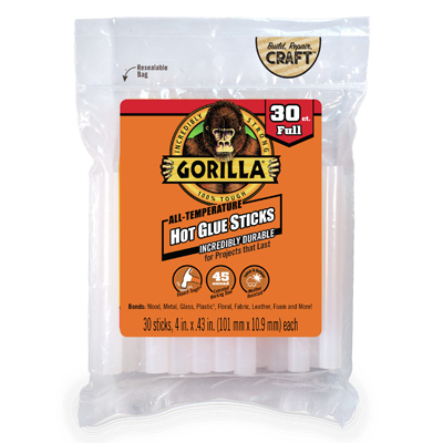 Gorilla 3033002 Hot Glue Sticks High Strength Clear 30 pc Clear