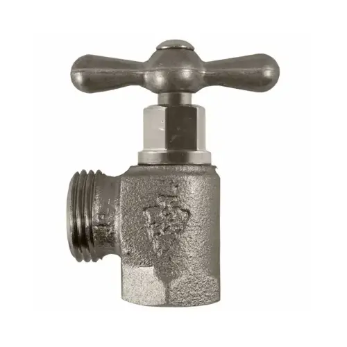 Washing Machine Valve, 1/2 x 3/4 in Connection, FIP x Male Hose Threaded, 125 psi Pressure Satin/Nickel