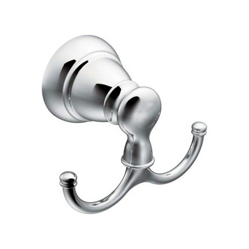 Banbury Series Robe Hook, 2-Hook, Zamac, Chrome, Surface Mounting