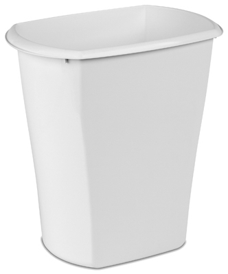 Sterilite 10528006 Waste Basket, 5.5 gal Capacity, White, 15-7/8 in H