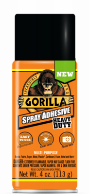 Gorilla 6346502 Spray Adhesive Heavy Duty Super Strength Clear 4 oz Clear