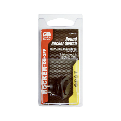 GSW Rocker Switch, 3/6 A, 125/250 V, SPST, Black