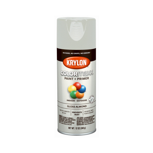 COLORmaxx Spray Paint, Gloss, Almond, 12 oz, Aerosol Can - pack of 6