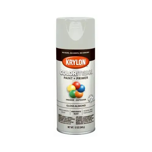 COLORmaxx Spray Paint, Gloss, Almond, 12 oz, Aerosol Can