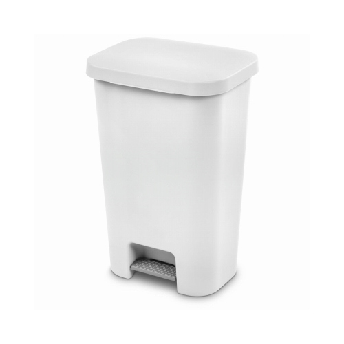 Sterilite 10698004 Wastebasket StepOn 11.9 gal White Polypropylene