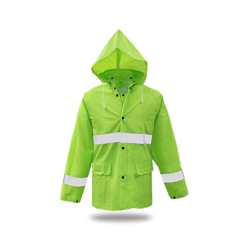 Rain Jacket, Fluorescent Green PVC, Lined, XXXL