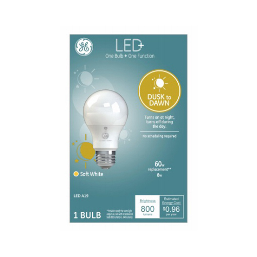 LED Dusk to Dawn Bulb LED+ A19 E26 (Medium) Soft White 60 W Frosted