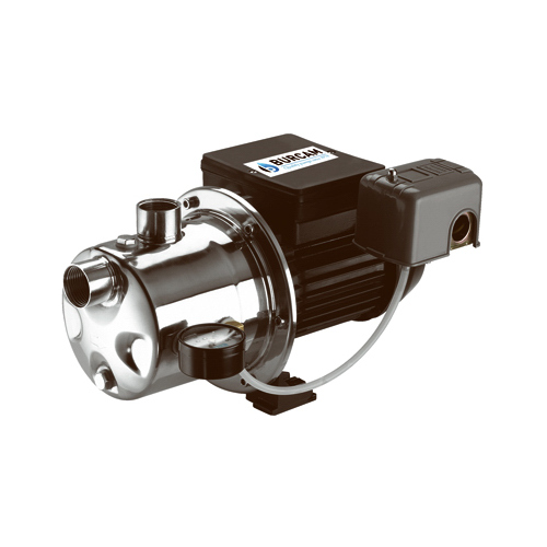 Burcam 506518SS Jet Pump, 7.6/3.8 A, 115/230 V, 0.75 hp, 1 in Connection, 25 ft Max Head, 900 gph, Stainless Steel