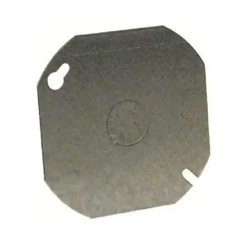 Box Cover, 4 in Dia, 0.063 in L, 3.63 in W, Octagonal, 1 -Gang, Steel, Gray, Pre-Coated Zinc - pack of 50