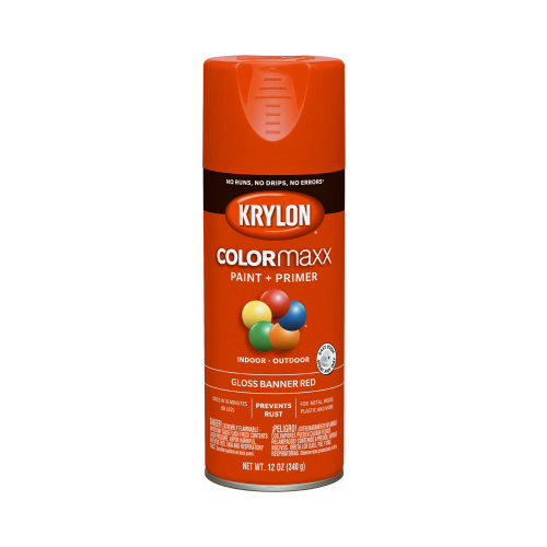 KRYLON K05503007-XCP6 Paint + Primer Spray Paint ColorMaxx Gloss Banner Red 12 oz Banner Red - pack of 6