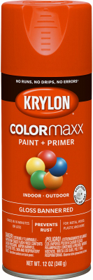 KRYLON K05503007 COLORmaxx Spray Paint, Gloss, Red, 12 oz, Aerosol Can