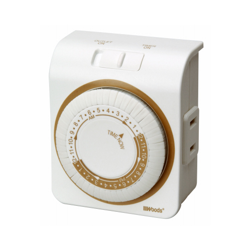 Woods 50004WD Mechanical Timer Indoor White White