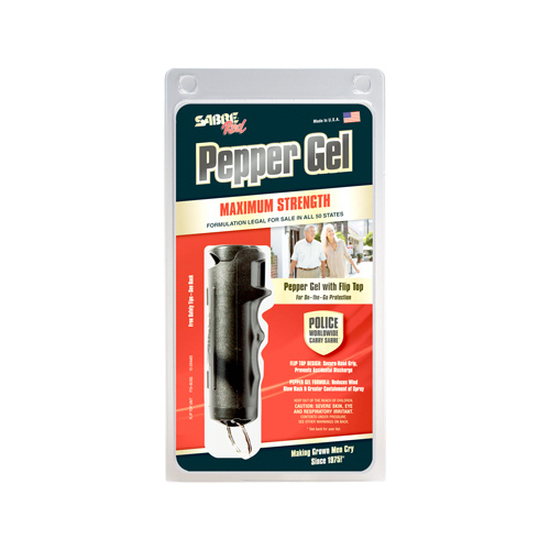 Flip Top Keychain Pepper Gel Black Aluminum/Plastic Black