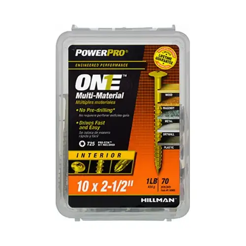 Multi-Material Screw PowerPro One No. 10 X 2-1/2" L Star Wafer Head 1 lb Yellow Zinc