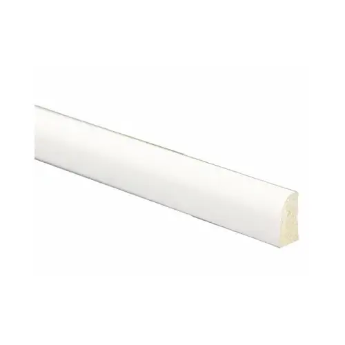 109 Base Moulding, 8 ft L, 9/16 in W, 1/4 in Thick, Shoe Profile, Polystyrene Crystal White