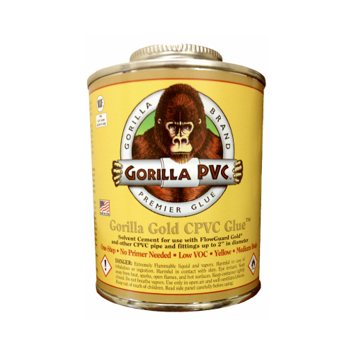 GORILLA PVC CEMENT LLC 04303 Gold Plastic Pipe CPVC Glue, 4-oz.