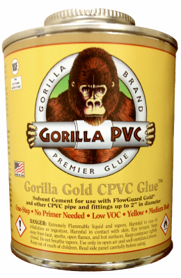 Gorilla PVC 08303 Primer and Cement Gold Yellow For CPVC 8 oz Yellow