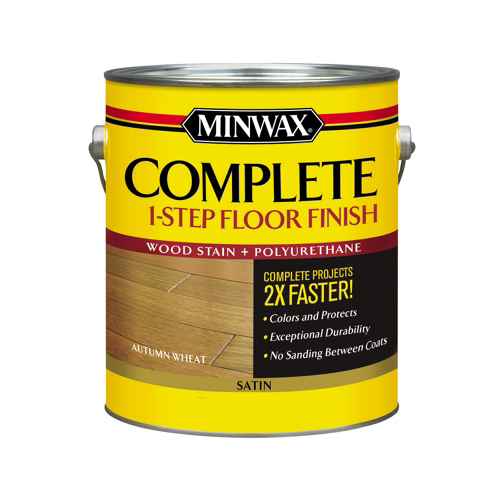 Wood Floor Stain Complete 1-Step Floor Finish Satin Autumn Wheat Water-Based 1 gal Autumn Wheat - pack of 2