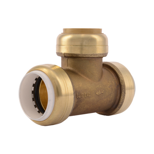 Transition Pipe Tee, 1 in, Push-to-Connect, DZR Brass, 200 psi Pressure