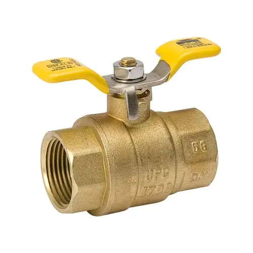 Full-Port Ball Valve, Forged Brass, T-Handle, Female Pipe Thread, 1 In.