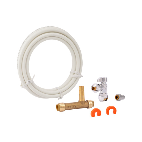 Ice Maker Connection Kit 1/4" Push Fit X 1/4" D Push to Fit 10 ft. Brass